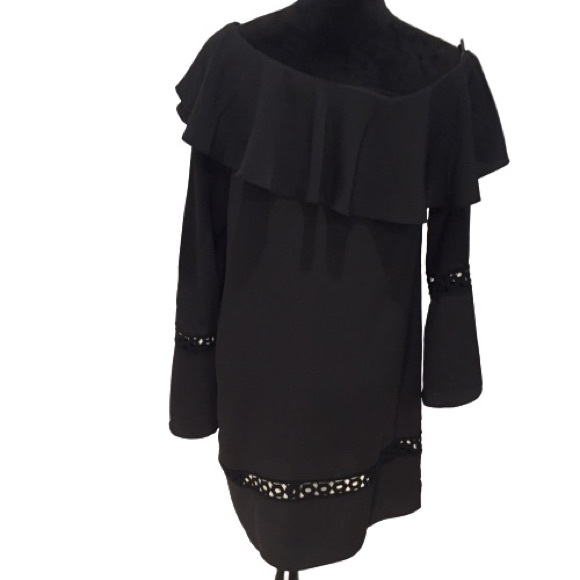 WALTER BAKER Black Graham Off Shoulder Dress Sz 4 NWT - Picture 5 of 11